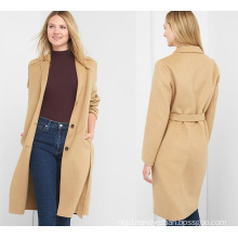 Women Classic Wool Coat with Lapel Collar Coat